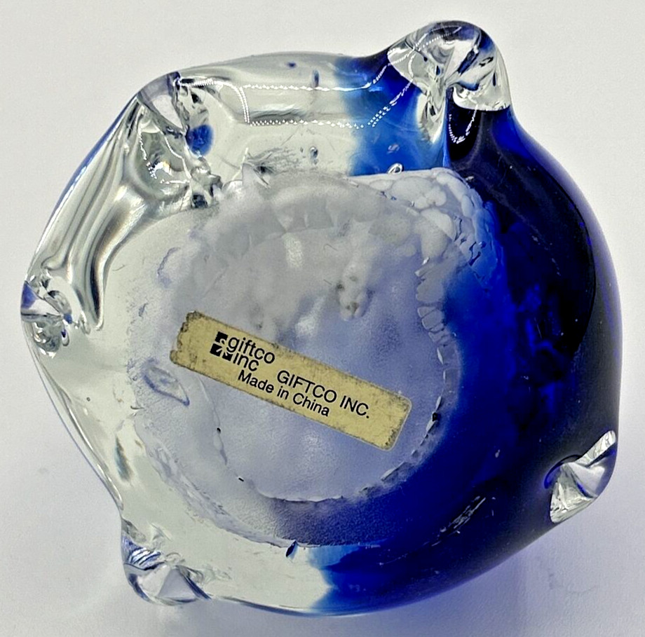 GiftCo Inc. Decorative Art Glass Penguin Snowy Scene Paperweight SKU PB206