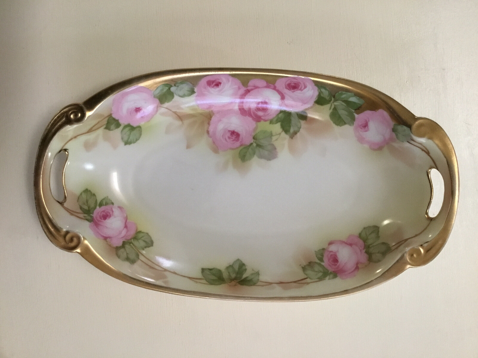 ANTIQUE RS GERMANY FLORAL CELERY/RELISH DISH REINHOLD SCHLEGELMILCH TILLOWITZ