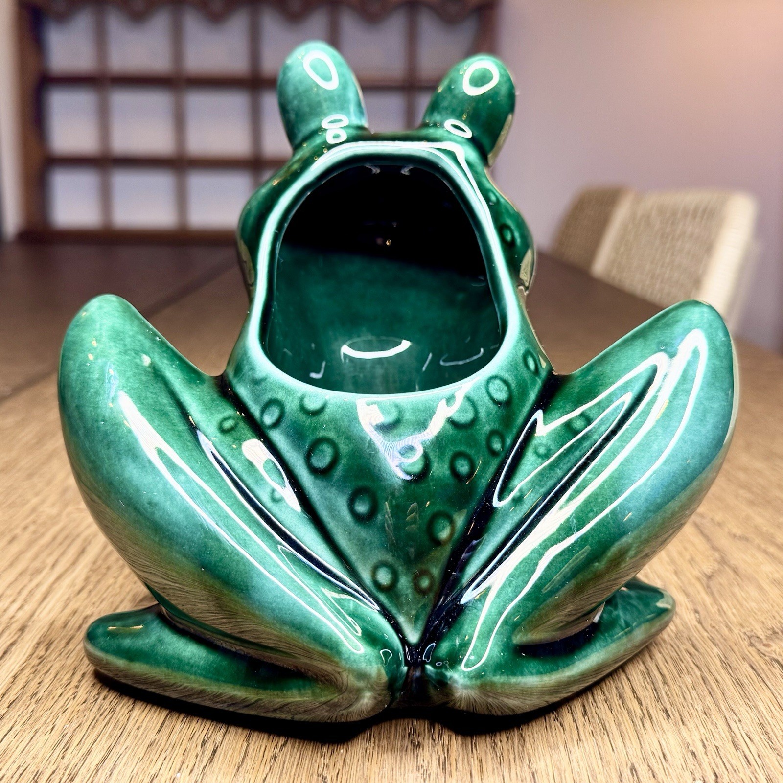 Vintage Hull Pottery Frog Planter F70 Retro MCM Green Drip Glaze Ceramic Planter