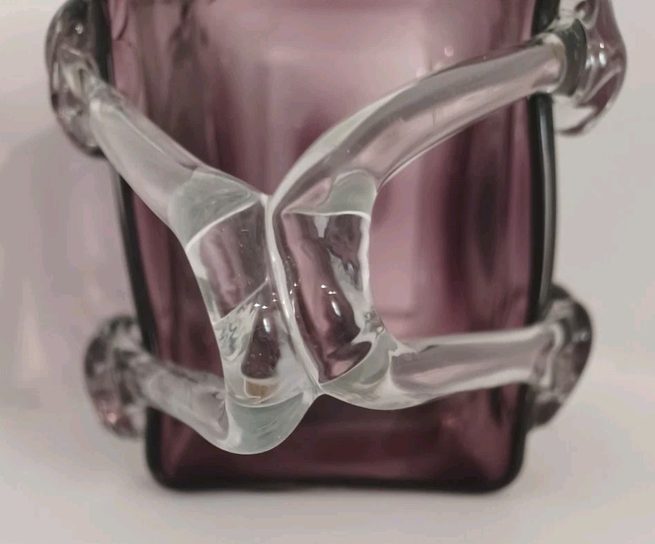 Vintage Amethyst Color,Design Society Art Glass Basket w/Applied Handle ~ LOVELY