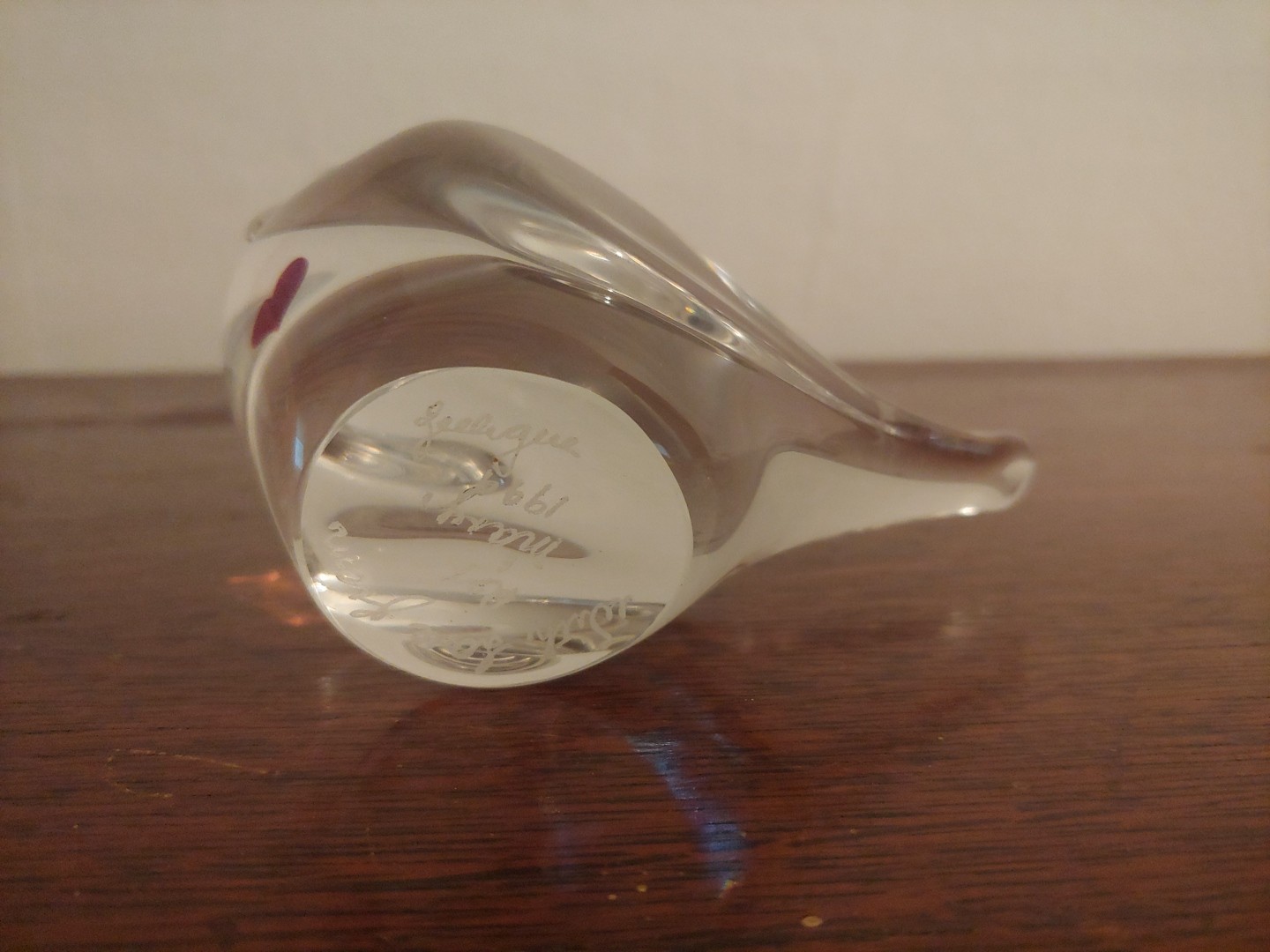 Zellique Studio Art Glass Bird With Heart Figurine Paperweight Vintage 1999