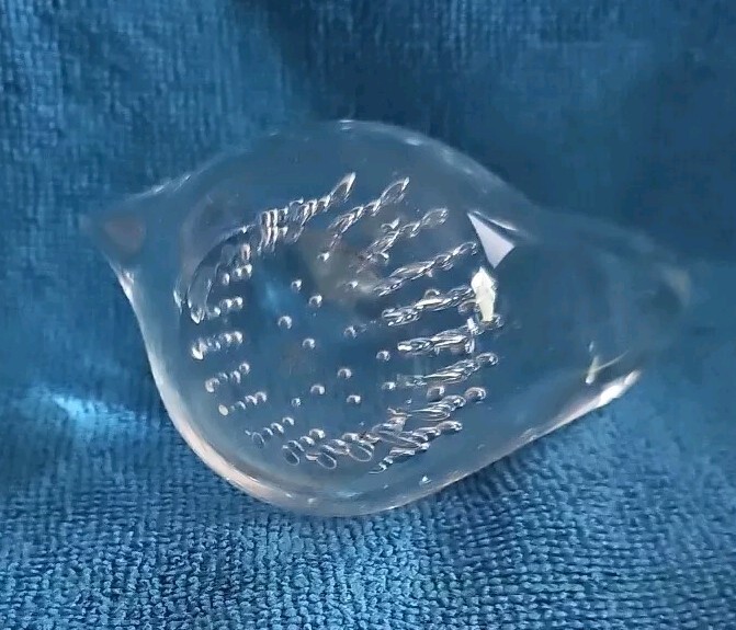 Vintage Swan Clear Art Glass Paperweight Bubbles 1.2lbs