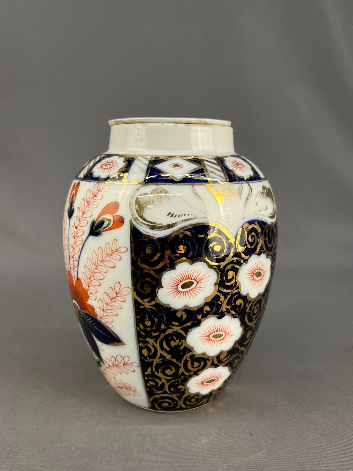 19th c. Schoenau Bros German Porcelain IMARI 6 1/2″ Ginger Jar w/Lid 1887-96