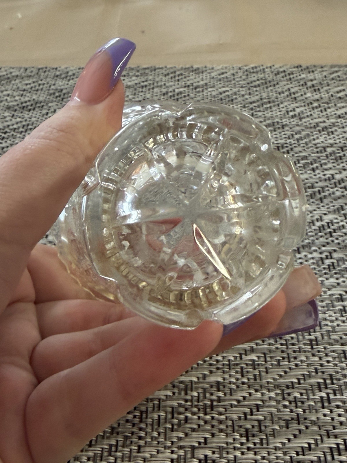 Toothpick Holder Bud Vase Wavy Sawtooth Rim Small Quality Clear Cut Crystal Mint