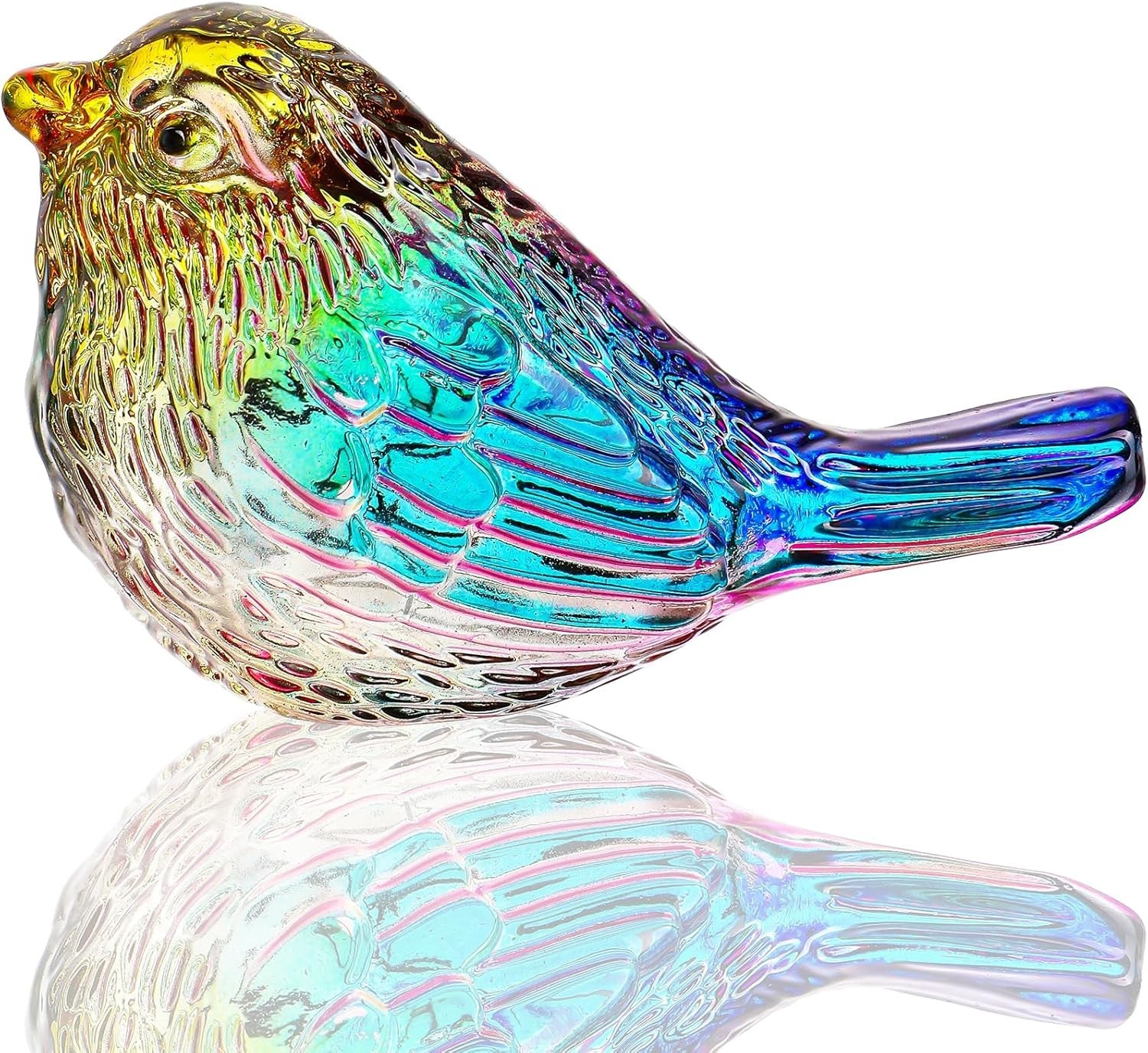 3″ Colorful Glass Bird Figurine Miniature Blown Glass Birds Bird Gifts for Bi…