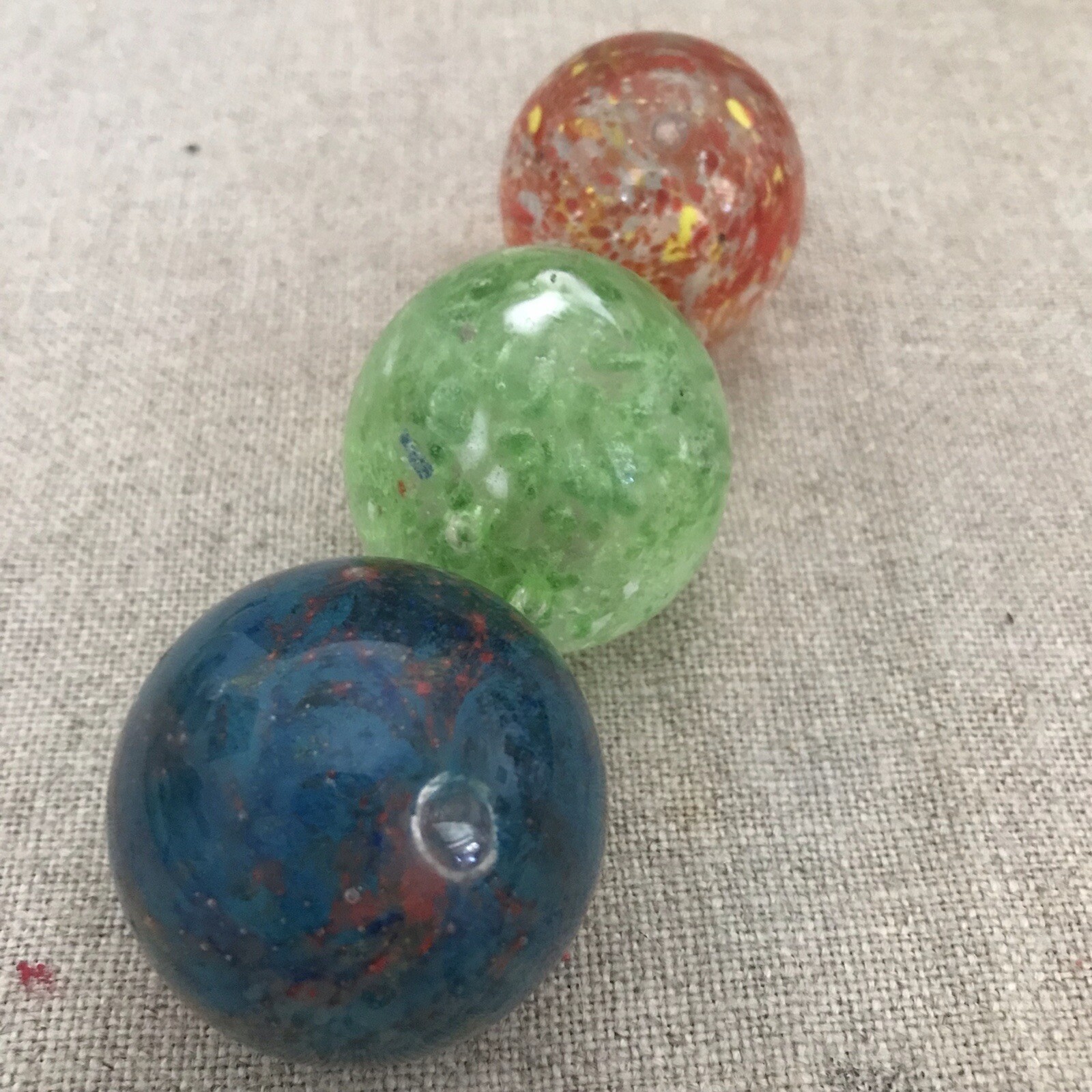 Handblown Art Glass Orbs (3) – Marbles or Paperweights – Colorful Float Style
