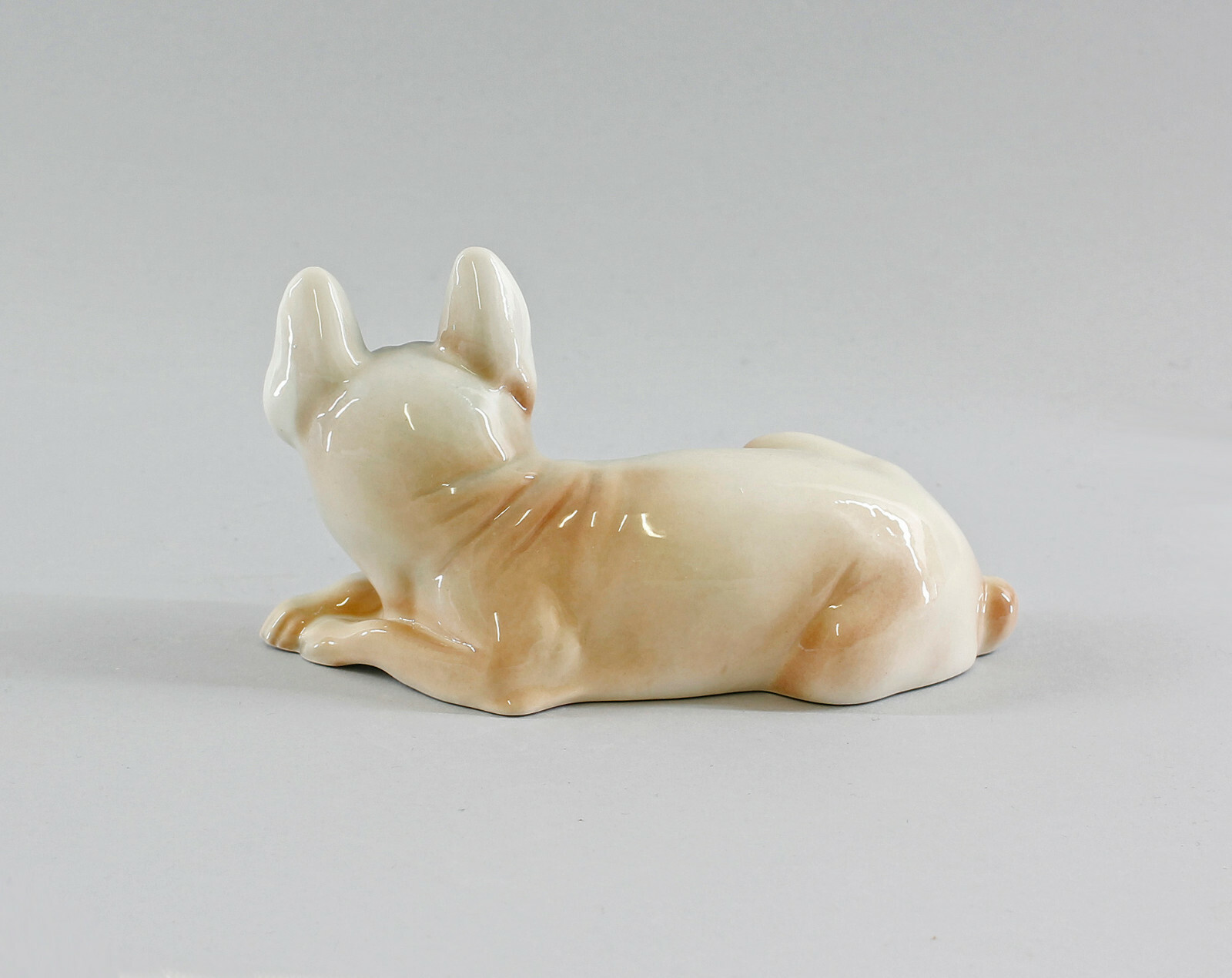 9997760 Porcelain Figurine Dog French Bulldog Beige Ens 6 5/16×3 1/8in