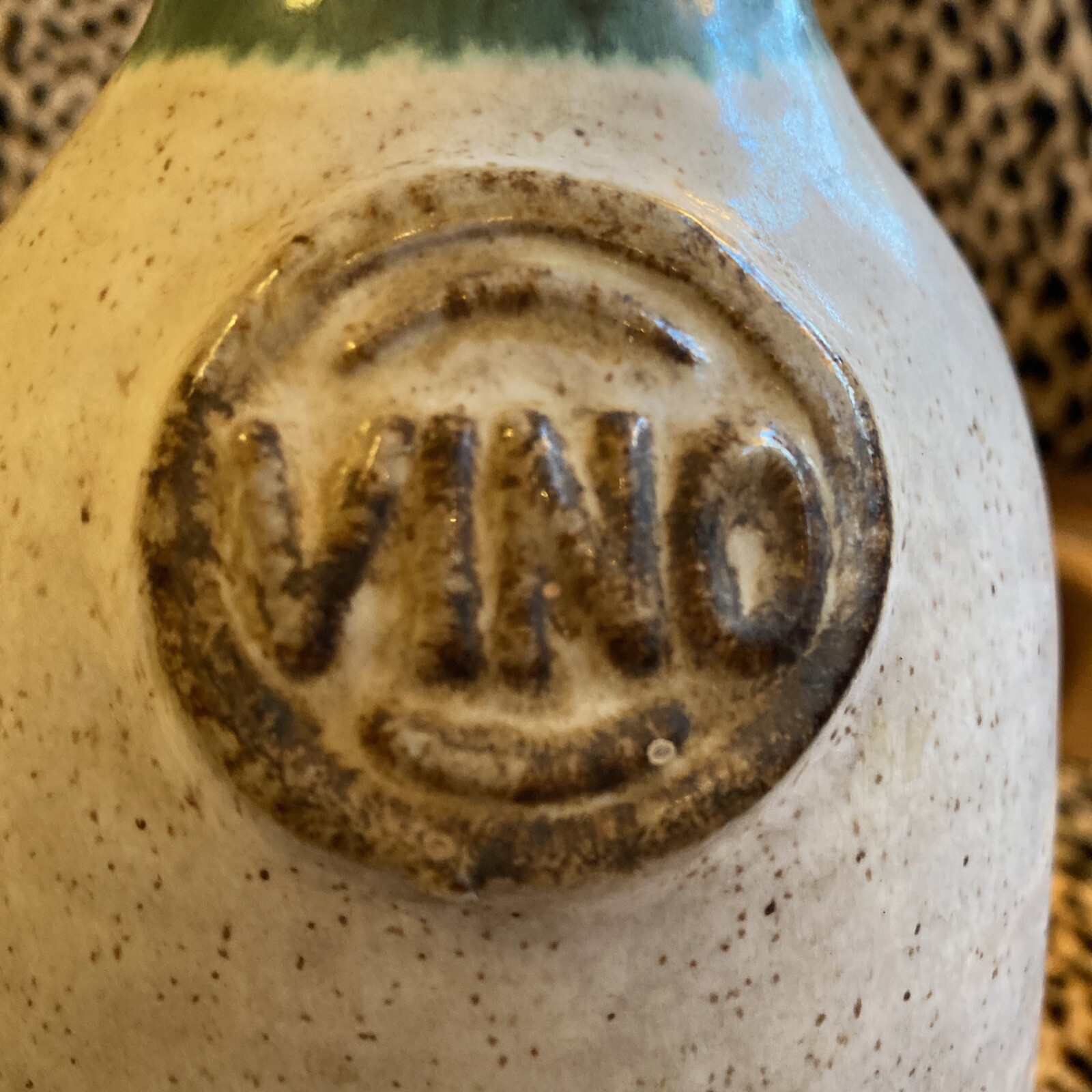 Vintage VINO Pottery Craft Wine Carafe USA Pottery Craft Robert Maxwell Art 9.5″