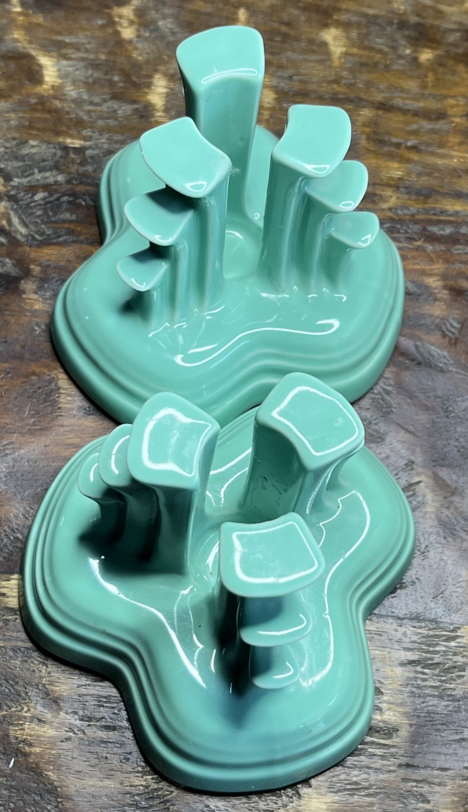 Fiestaware Sea Mist Green Art Deco Pyramid Candle Holders Made in the USA-Pair