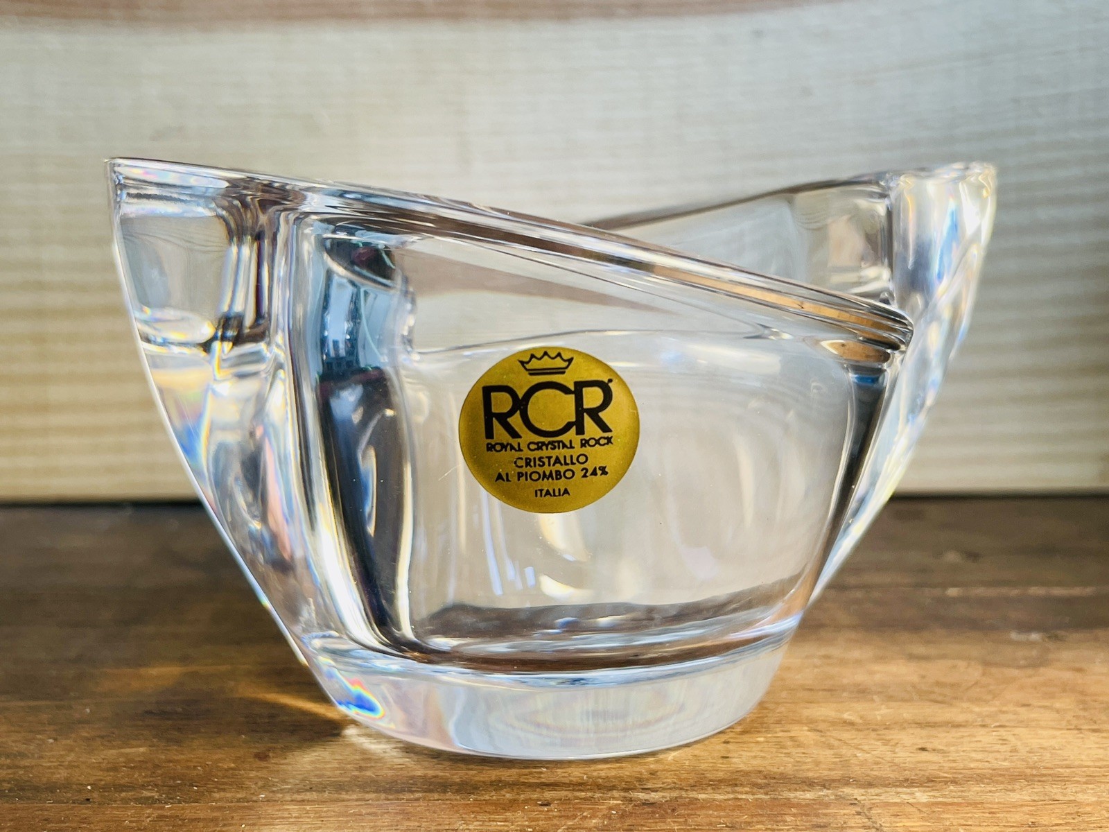 Vintage RCR Royal Crystal Rock Lead Crystal Glass Votive Candle Holder Italy