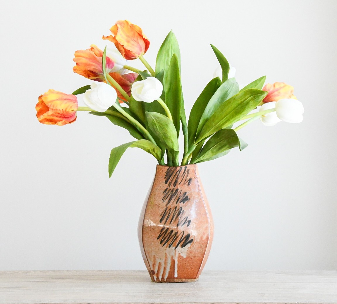 Sequoia Miller Stoneware Vase with Scribble Design