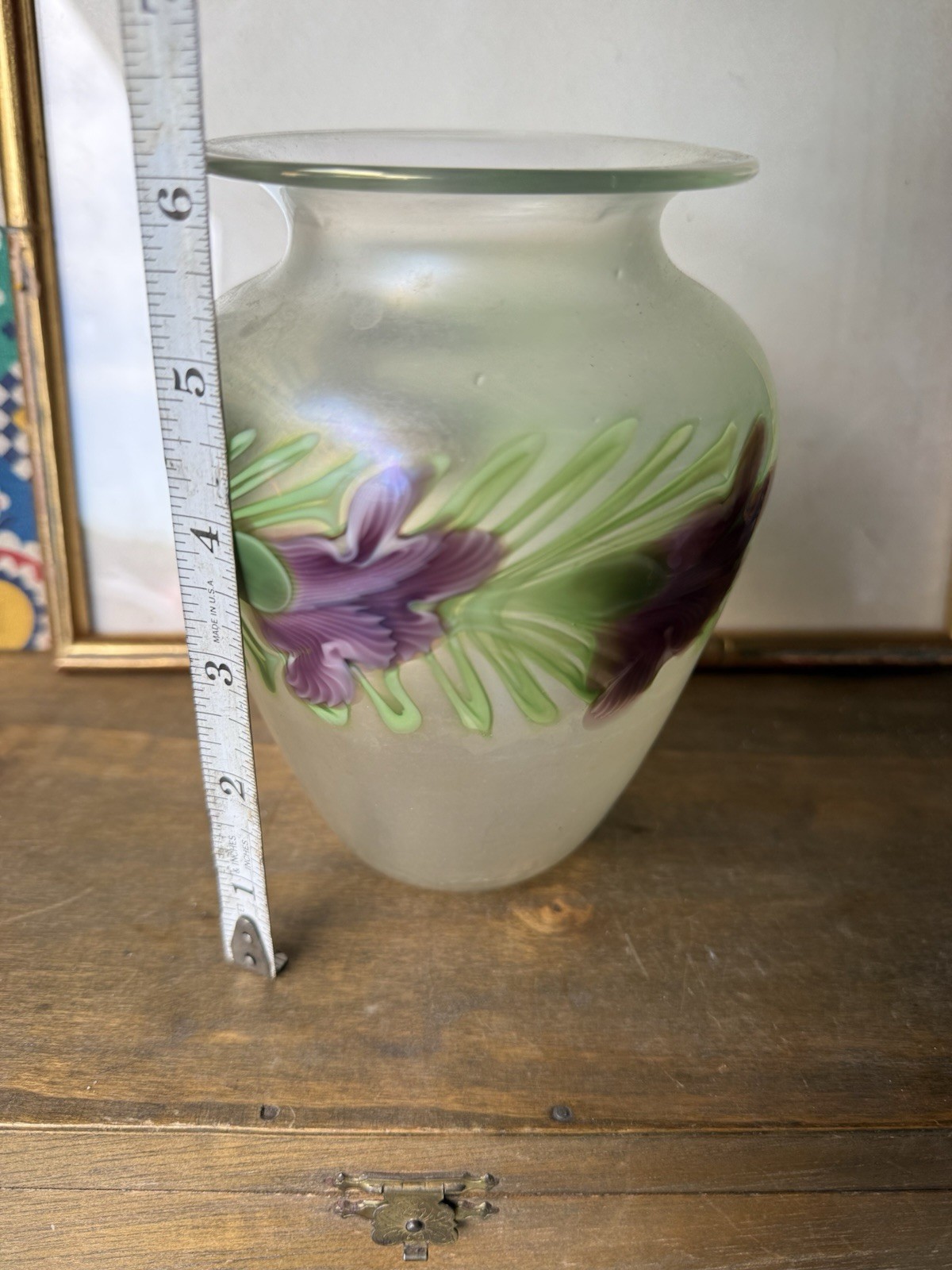 ORIENT & FLUME VINTAGE IRIS FLOWER VASE SIGNED SHAW