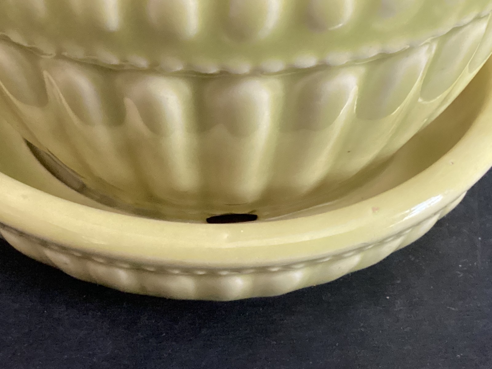 Vintage MCM McCoy Chartreuse Green Beaded Flower Pot