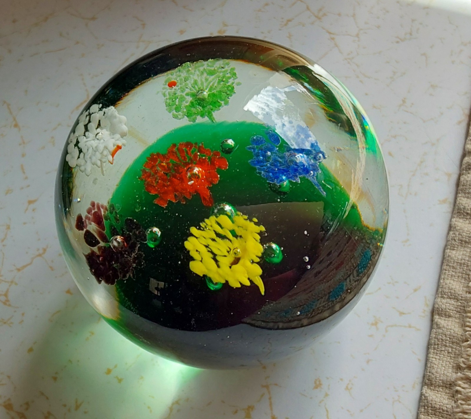 Art Glass PAPERWEIGHT Multicolored Planted Flower Patch