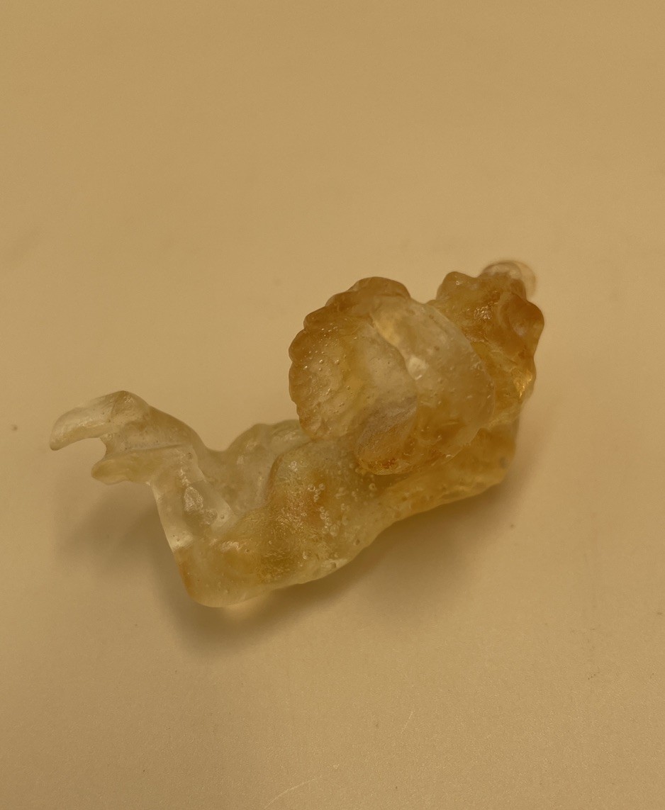 Daum Pate De Verre Amber Angel Cherub Trumpet Ornament