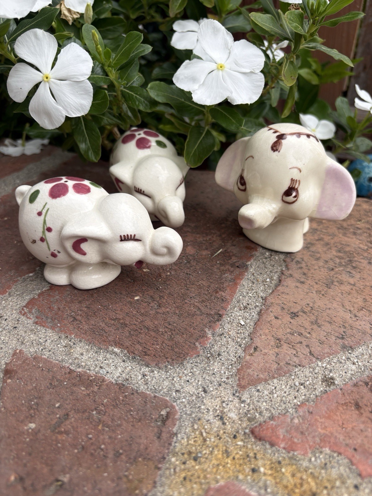 Lot 4 Vintage Rio Hondo California Pottery Elephants & Cow Figurines 3″-4”