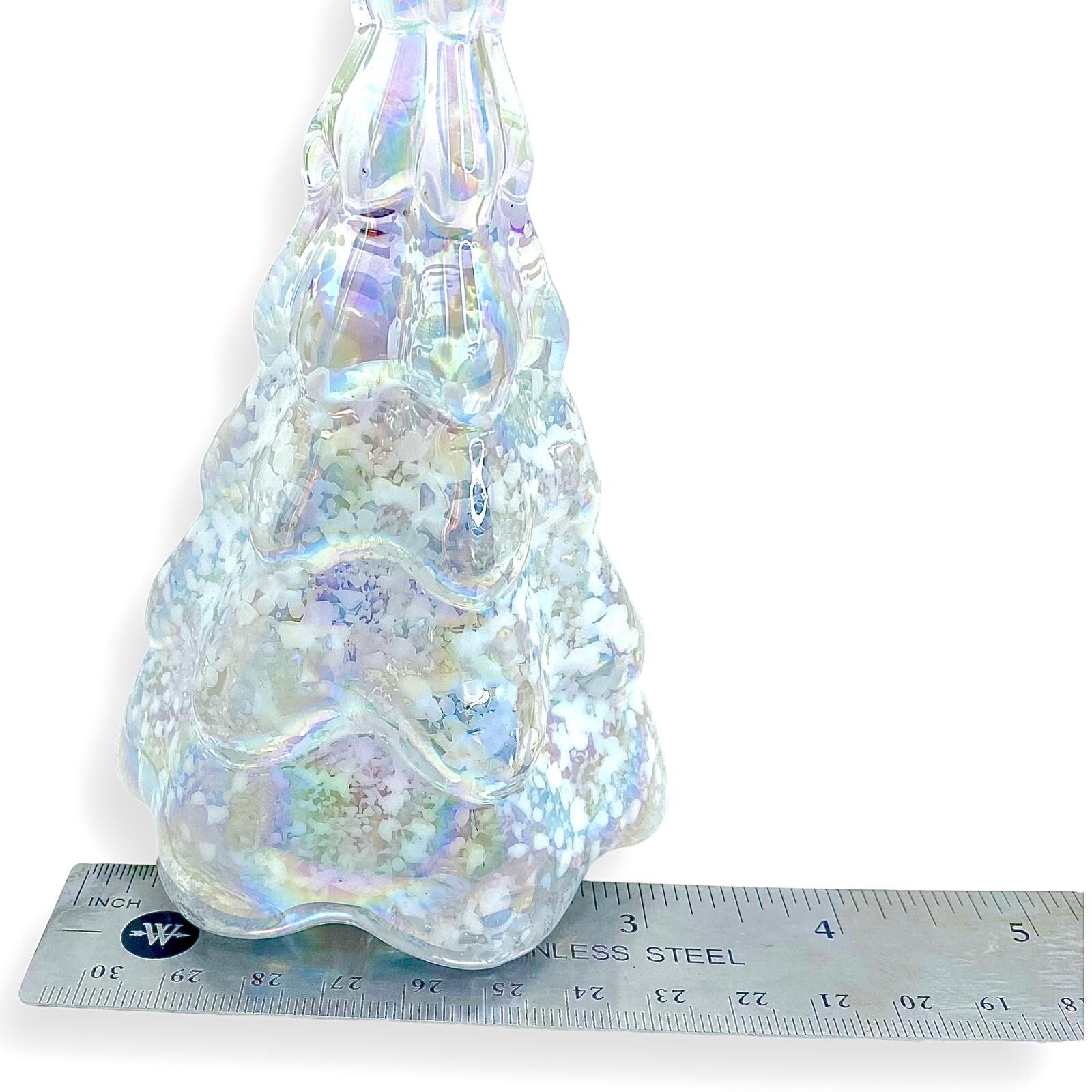 Silvestri Iridescent Art Glass Christmas Tree Confetti Figurine 5” Holiday Decor