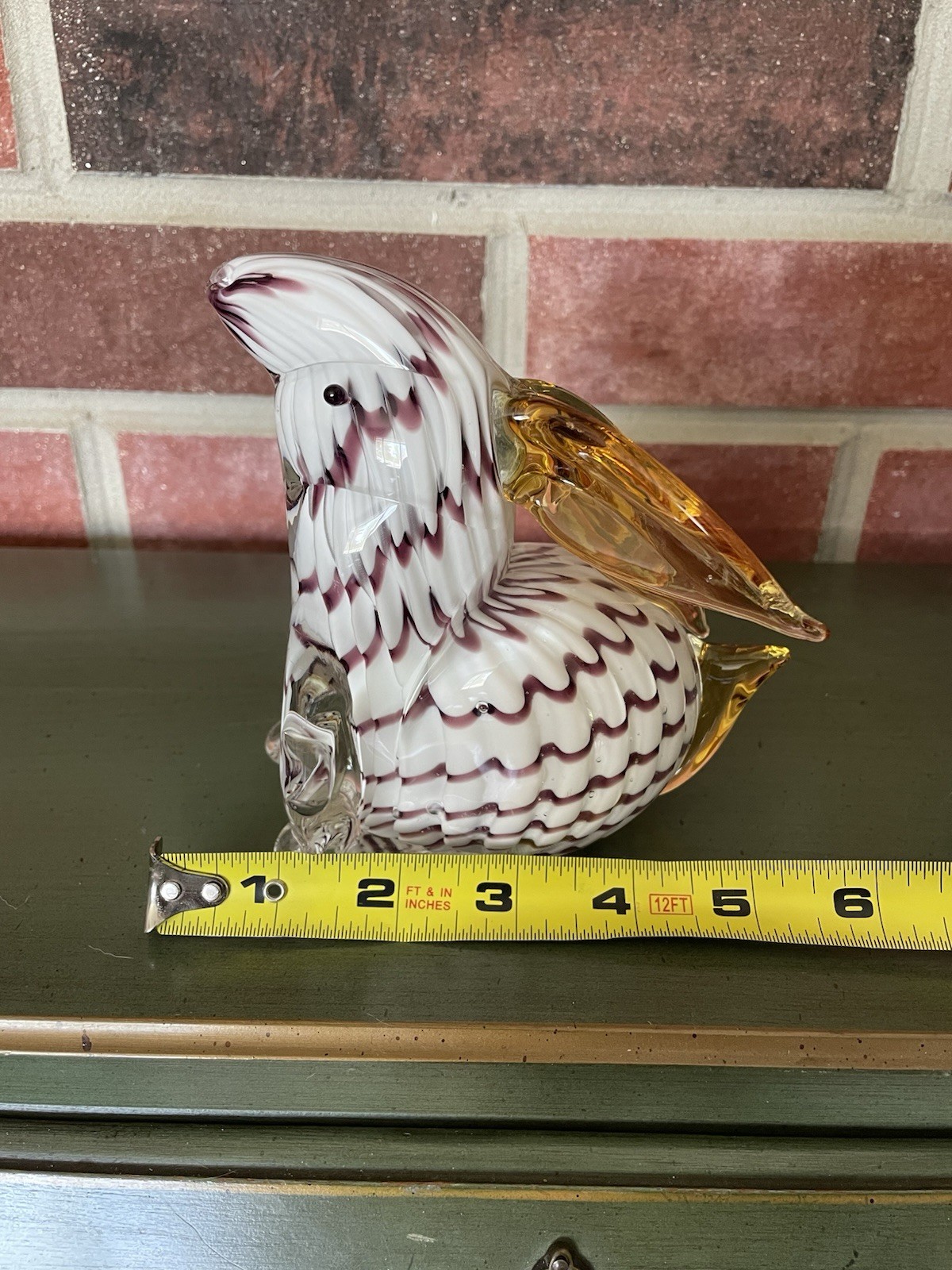 Vintage Italian Murano Venetian Red/White Rabbit Art Glass Paperweight 5” Tall