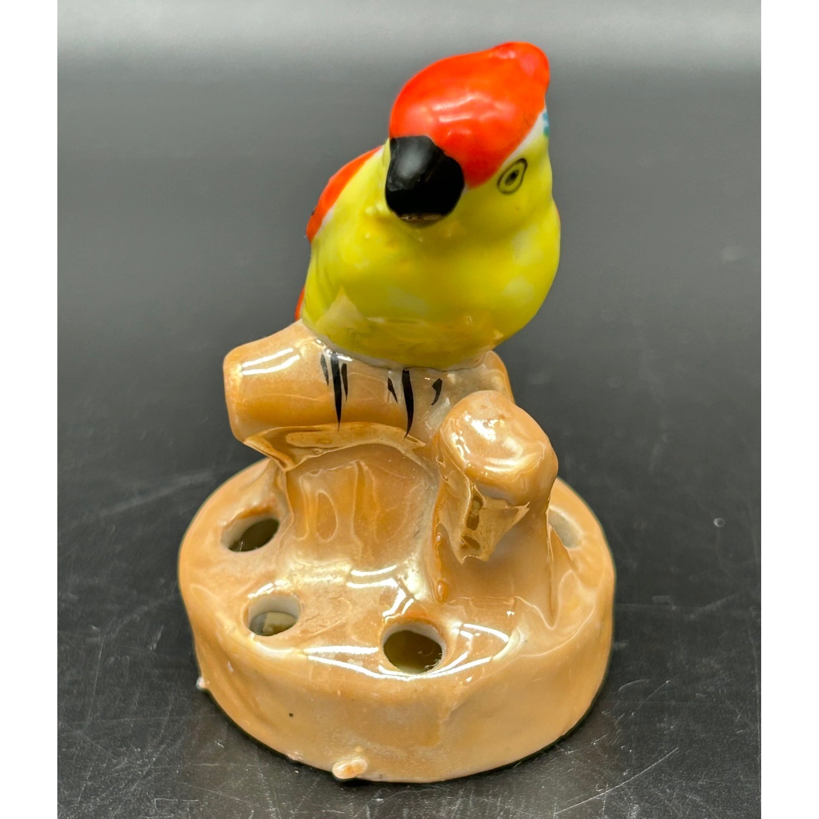 Vtg Lusterware Bird Flower Frog Set Japan Pelican Parrot Ceramic Figurines