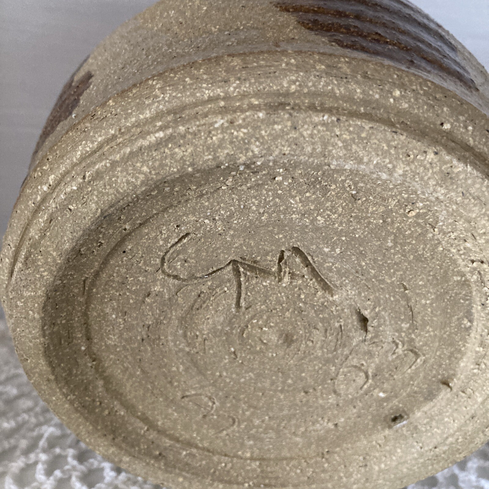 CM Pottery Vase Signed Hand Crafted Earthtone Studio Art Pottery Primitive 3-63