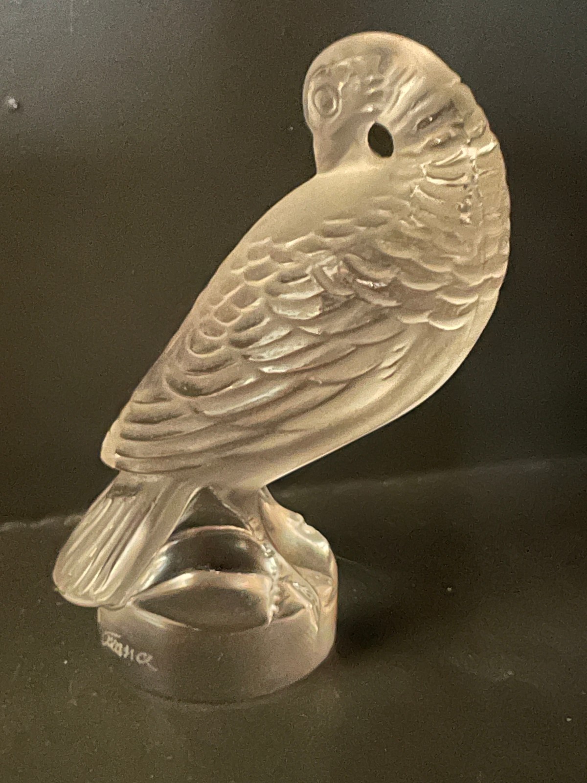 Lalique Crystal Tourterelle Preening Turtle Dove Bird Letter Seal Stamp Signed