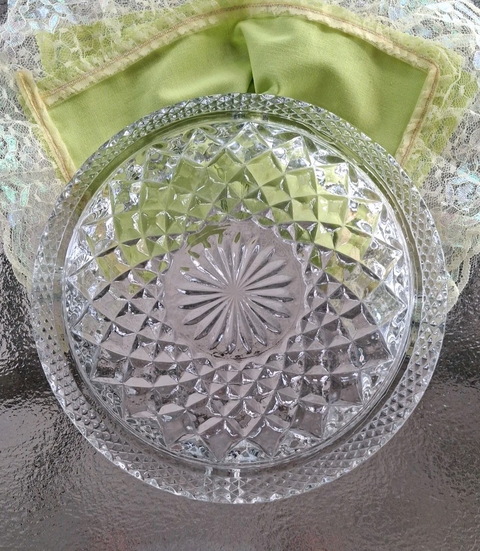 8 1/2 “ Wexford Lead Crystal Ashtray Vintage Anchor Hocking