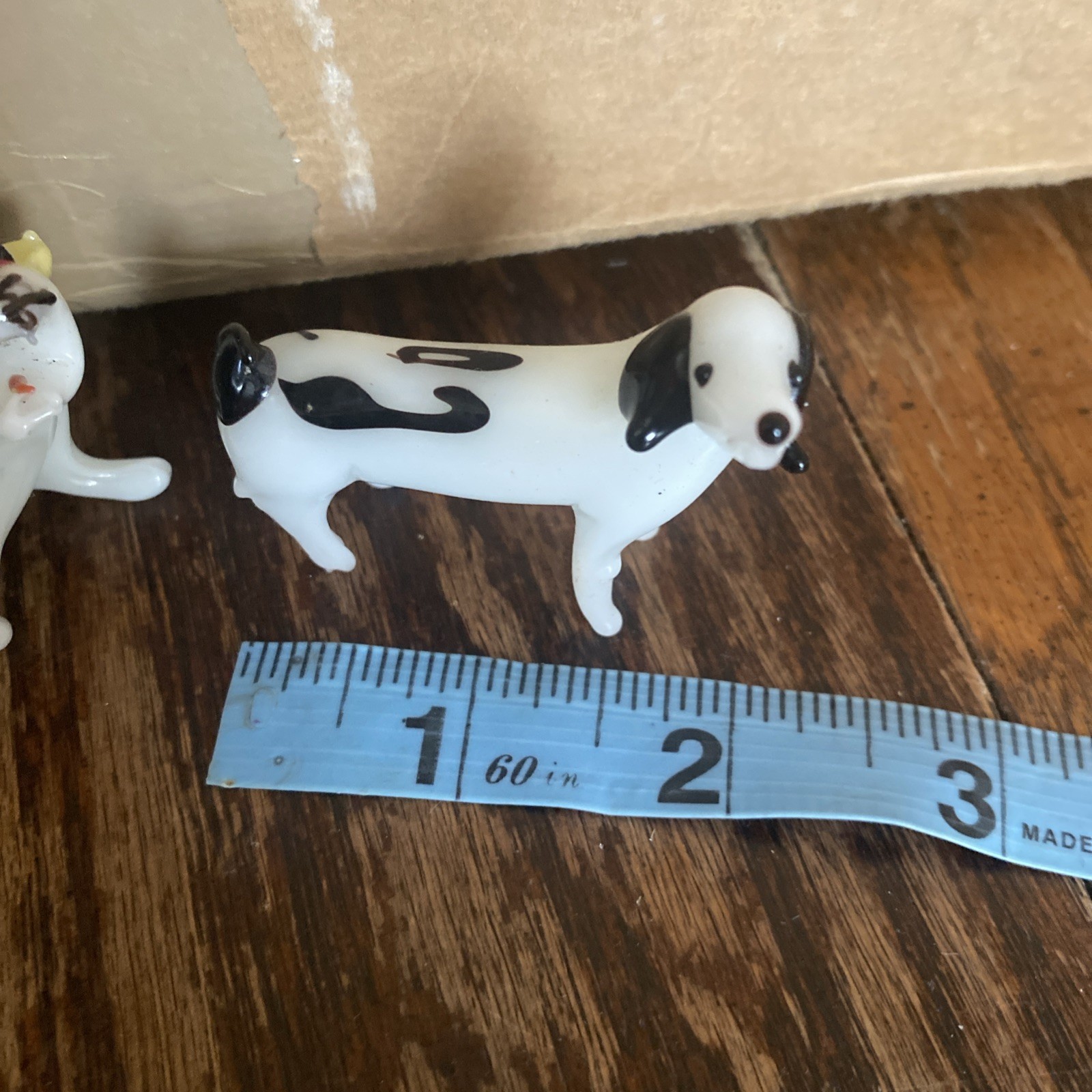 Lot of 4 Vintage mini glass blown figures. Dog, tiger, 2 snakes.