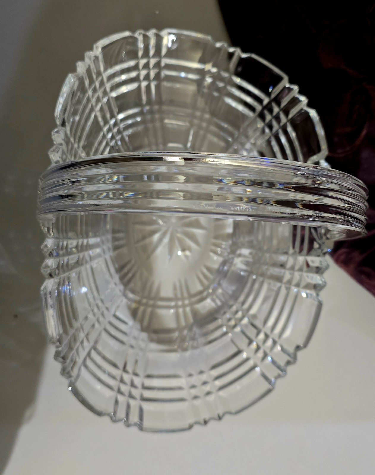 Shannon Designs of Ireland Crystal Handled Basket 8.5″ Tall 12 1/2″ Long