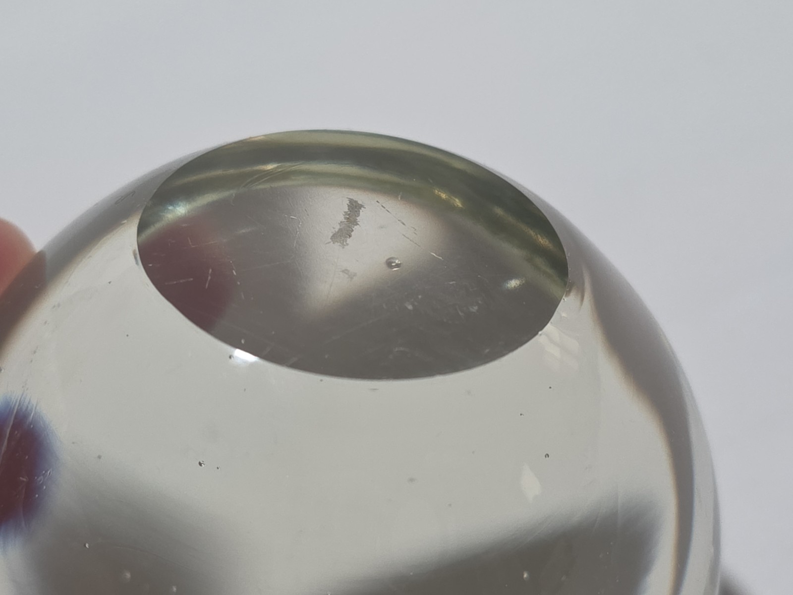 Clear Round Paperweight Art Glass Sphere Ball 3″ Tiny Bubbles