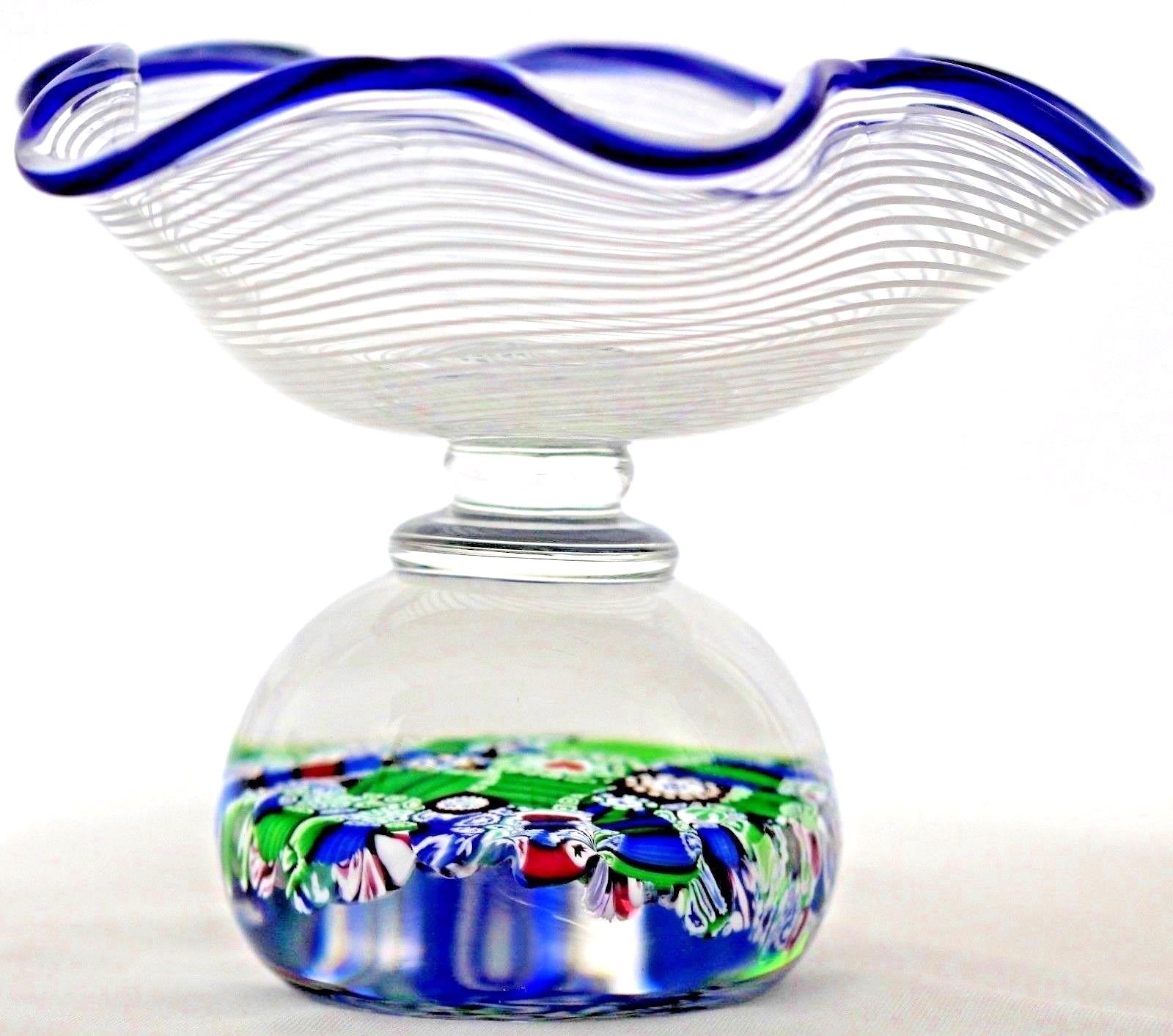 Scarce JOHN DEACONS Millefiori Art Glass PAPERWEIGHT Wafer TAZA Dish