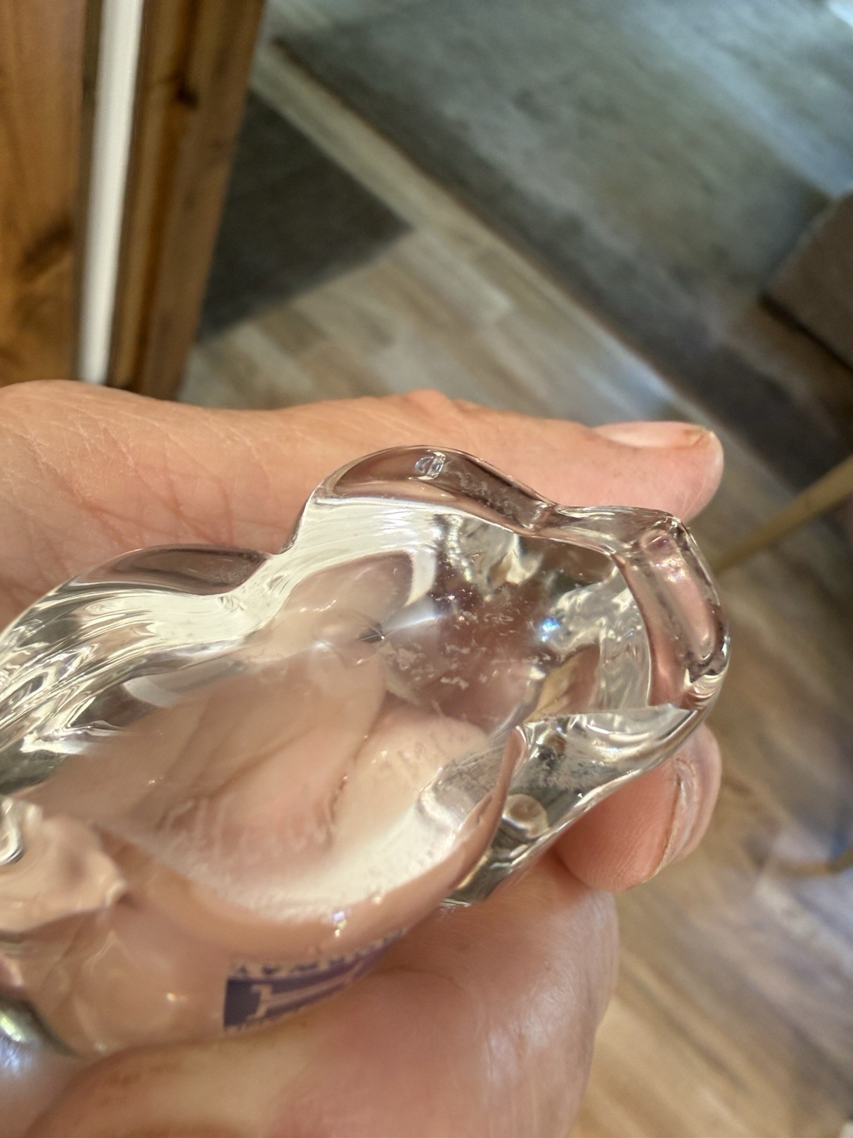 Hadeland Clear Art Glass Polar Bear Figurine Scandinavian Signed