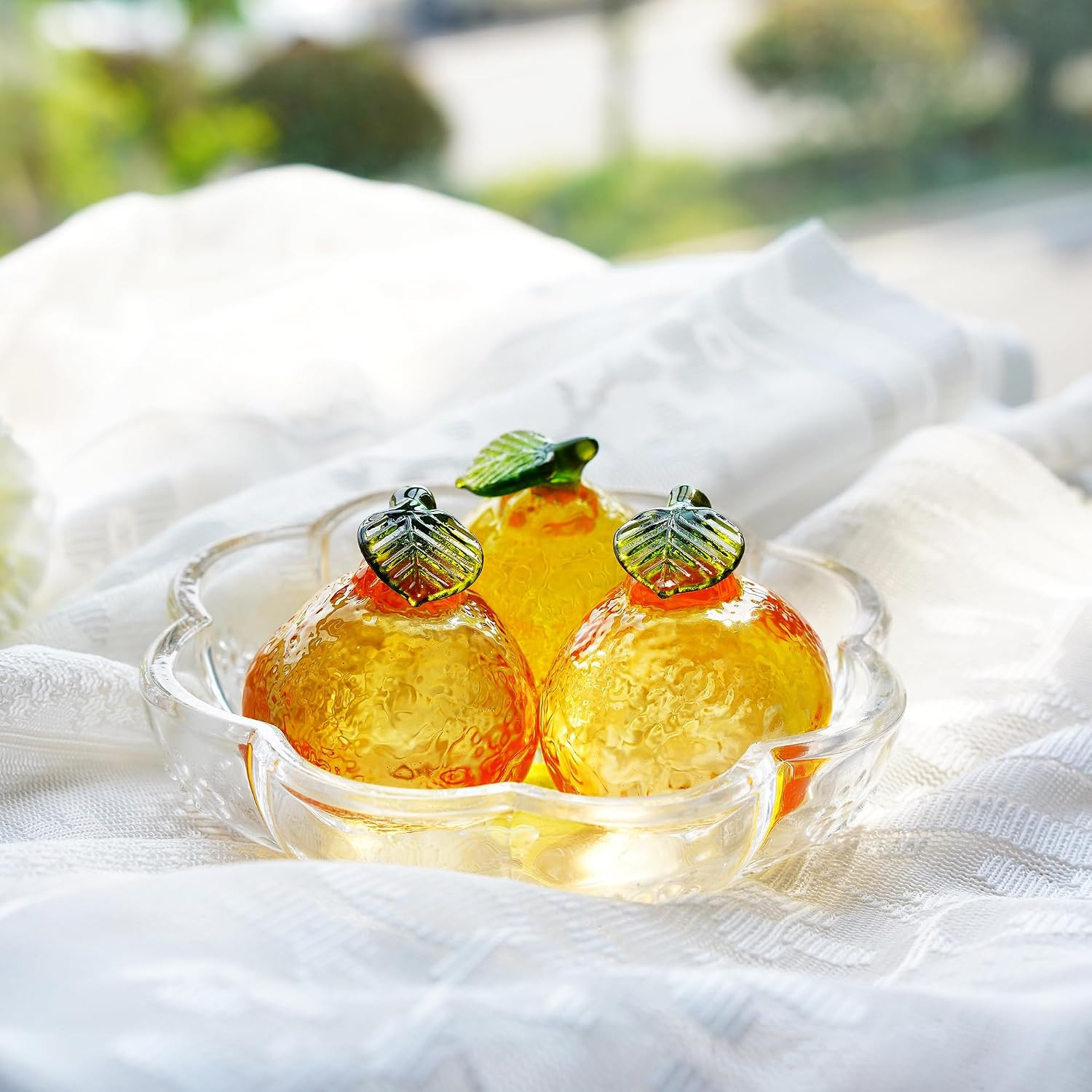 2Inch Glass Orange Figurine Crystal Fruit Collectibles Hand Blown Glass Fruits