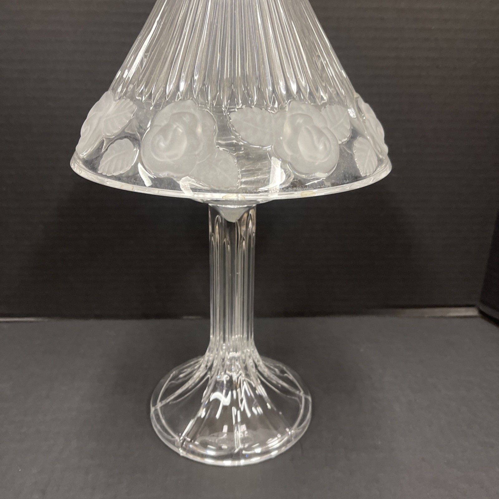 Royal Limited Crystal 12 1/2″ Rose Pedestal Candle Votive Fairy Lamp