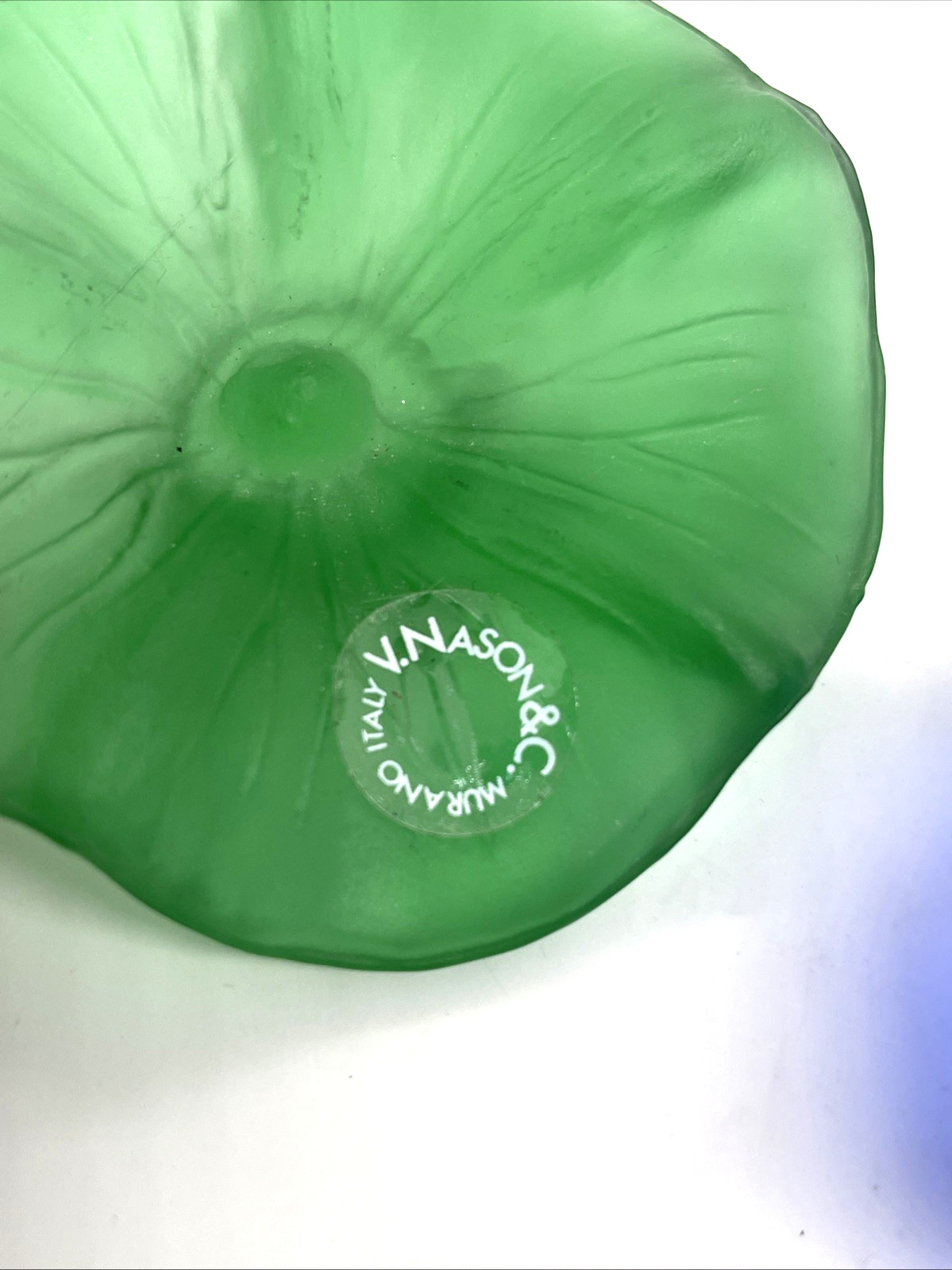 V. Nason & C Murano Italian Art Glass Pair Satin Flowers Trinket Dishes