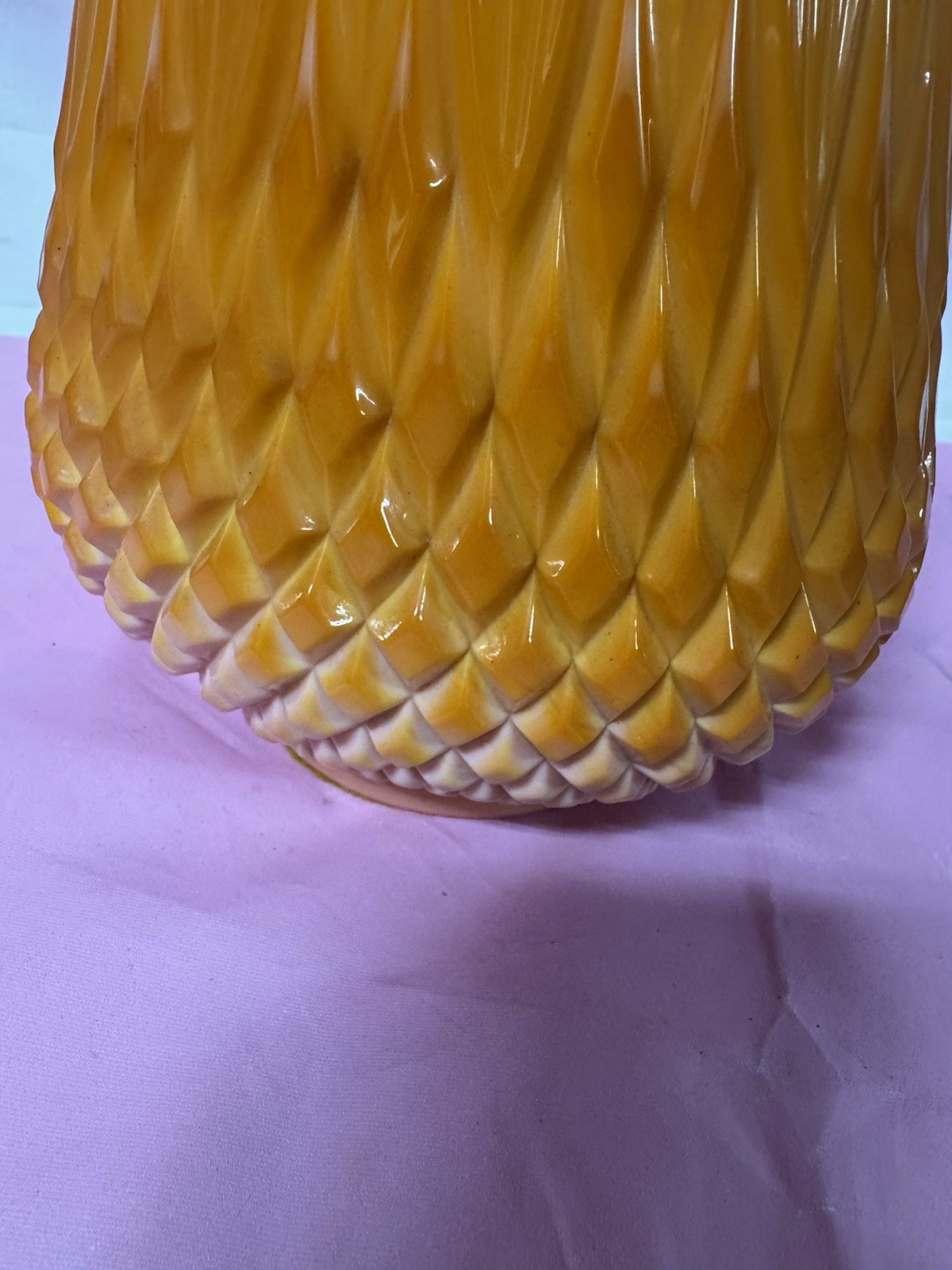 Vintage LE Smith 26” Bittersweet Pineapple Floor Glass Swung Vase Fat Bottom