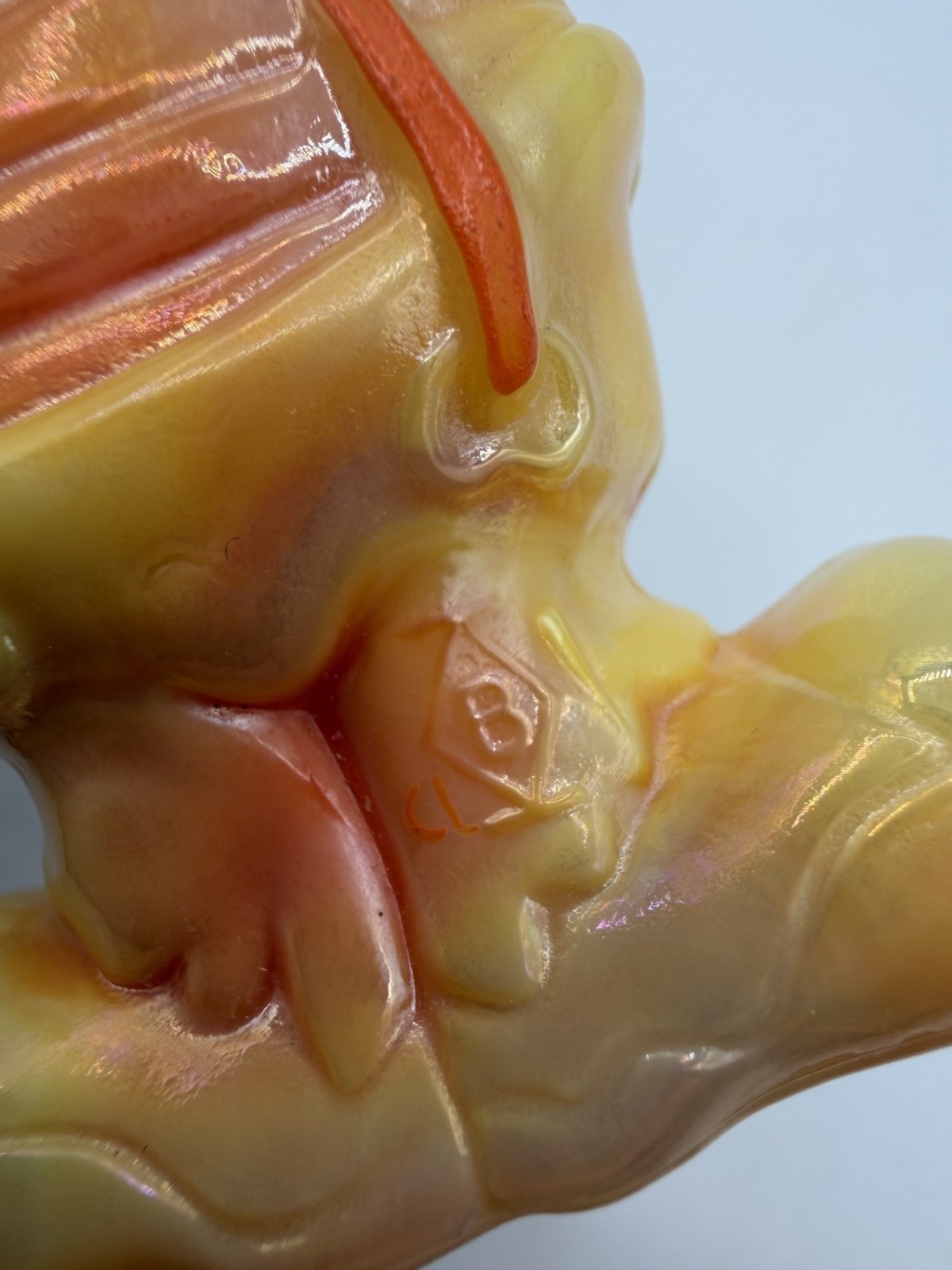 Vintage Boyd Glass Virgil Two Faced Happy Sad Clown Yellow Orange Slag UV GLOW!