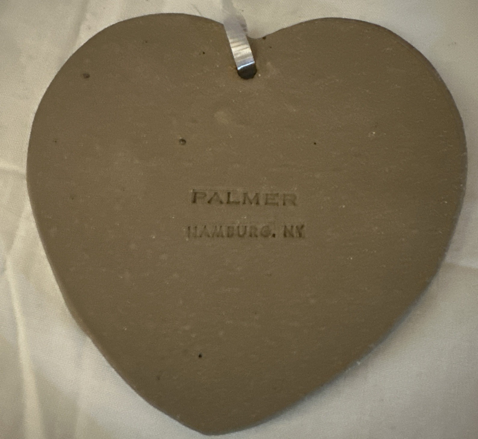 Hamburg New York Bread Warmer Tile 4in By J Palmer Pottery Heart Shaped