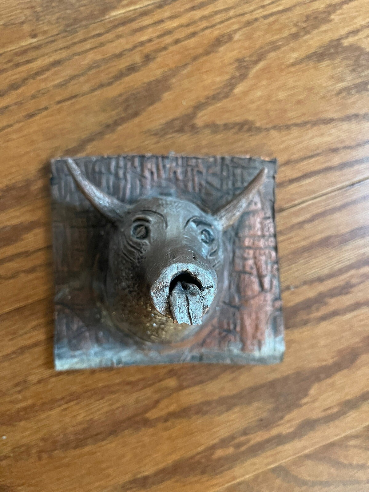 Studio Pottery Boar Head Sculpture ~4.5×4.5×4”