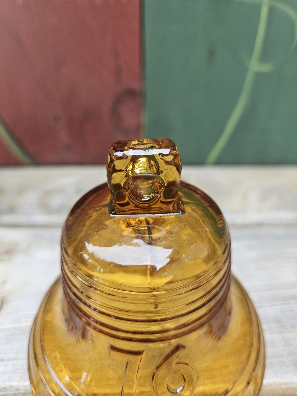Vintage Viking Glass 1976 Commemorative Liberty Bell In Amber ~3.5″ Tall