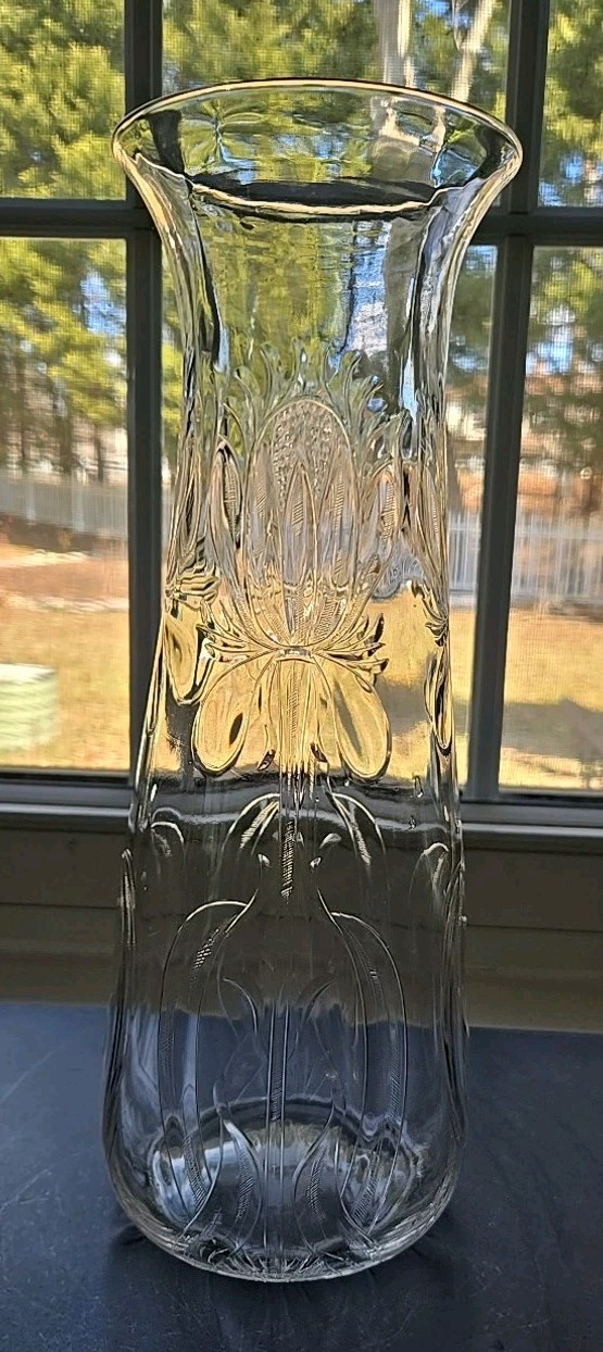 Antique Stourbridge Stevens & Williams Rock Crystal Glass Floral Vase 11 3/4