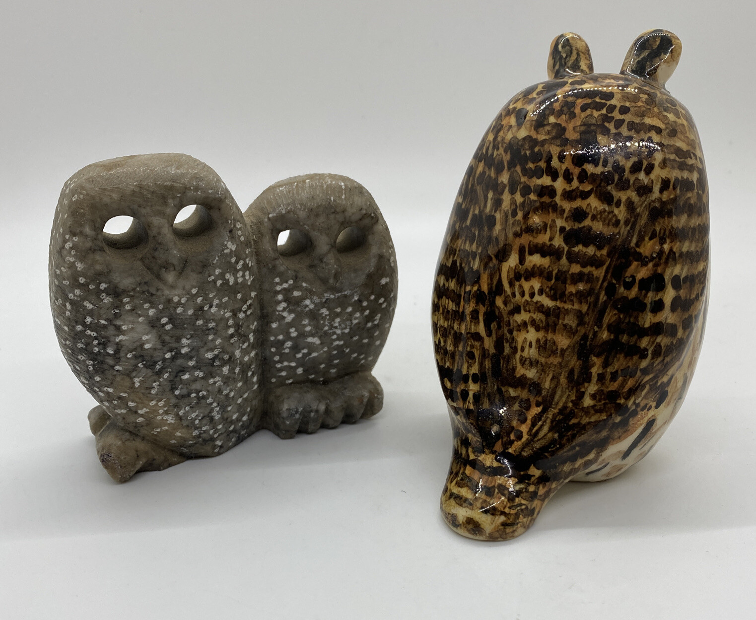 MCM Owl Collection 2 Pottery Figurine / Statue Rhodi Paris Fair Main, Carved