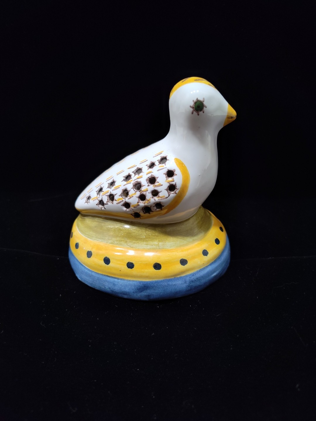 Redware Pottery Bird Incense Folk Art Bird Figurine Signed Made in Portugal Clay