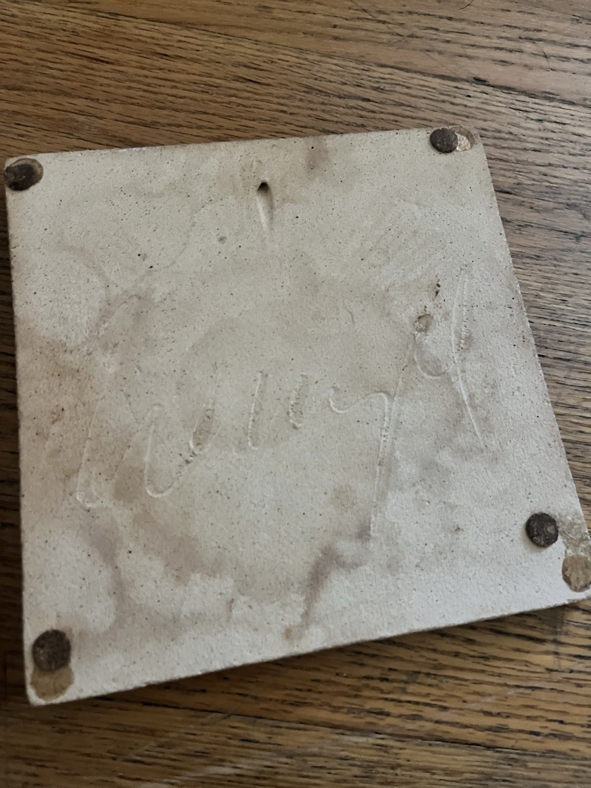 2 1970’s Studio Art Pottery Celestial Sun tiles by John Wenzel artist signed 8”