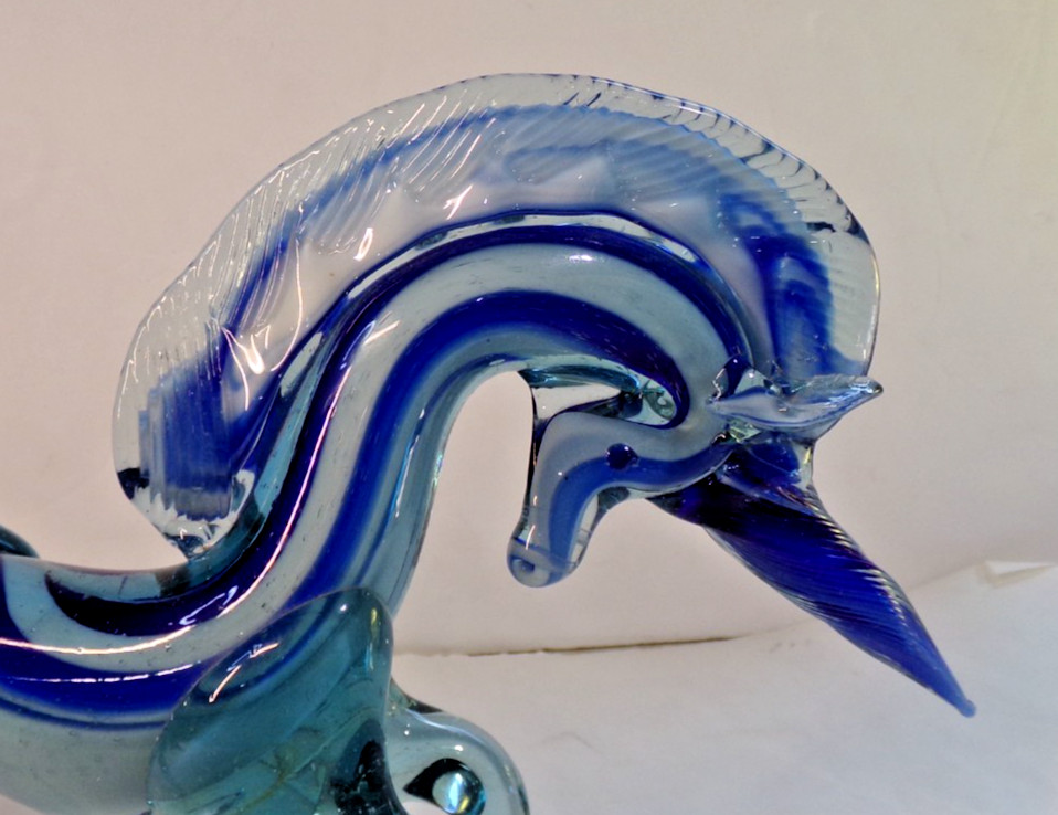 Murano Style Art Glass UNICORN Horse Hand Blown unbranded 12″ long x 7.25″ tall