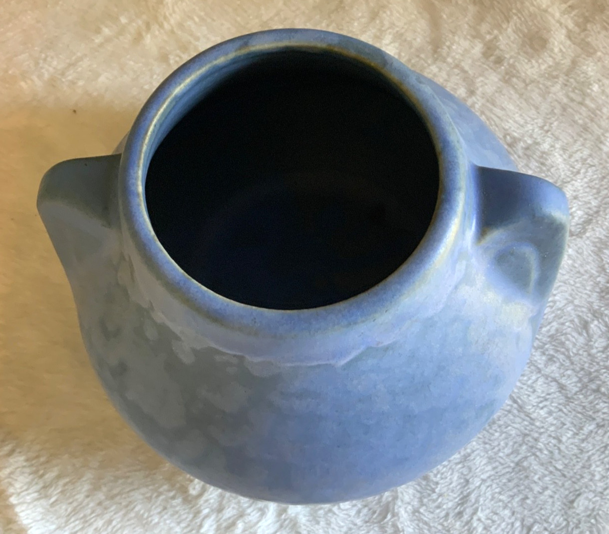 Brush McCoy Art Vellum 1930s Art Deco Pottery Mottled Matte Blue Fawn Vase 716