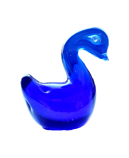 Small Cobalt Blue Baby Duck Hand Blown Figurine