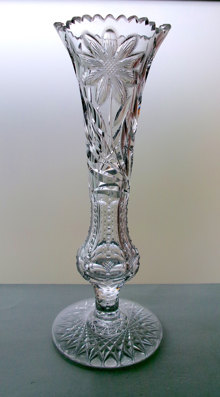 WC Anderson RARE SHAPE VASE American Brilliant Cut Glass ABP Perfect Cond.
