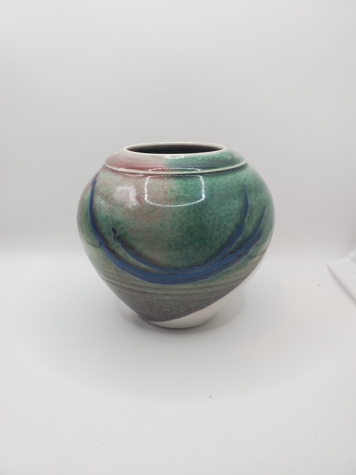 Artist Signed Studio Pottery Multicolor Vase Unknown Maker