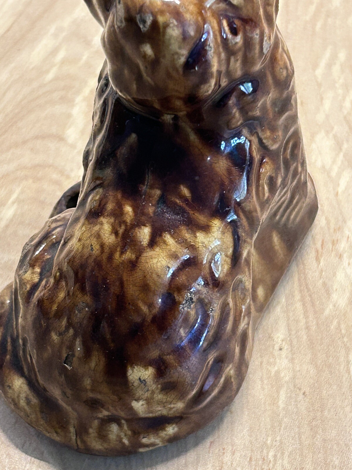 Antique 19th Century Rockingham Glaze Spaniel Figure Inkwell 4”