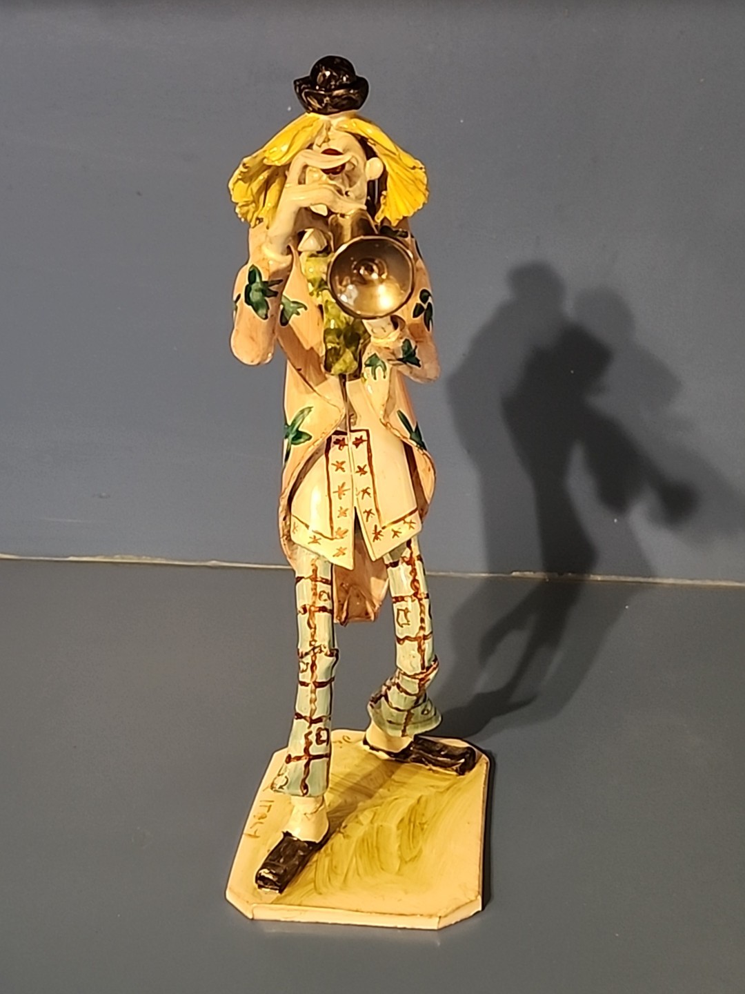 Dino Bencini Pottery Trumpet Player Figurine Clown Italy Signed RARE 10 1/4″